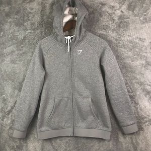 Gymshark Women’s  Full Zip Fleece Lined  Hoodie Adult Size Medium Gray Pockets
